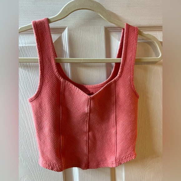 aerie Tops - Aerie Coral Ribbed Crop Top